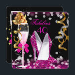 Convites Fabuloso 40 Douradas Bolhas Pretas, Rosa Quente, 4<br><div class="desc">Fabuloso 40 Bolhas Rosa Quentes Amarelo Dourado Negro Qualquer Idade. Calçados de alto salto. 40º Champanhe de Festa de aniversário Preta Elegante. Mulheres,  senhoras ou homens. Elegante Celebra Todos Os Convites Ocasionais. O aniversário da festa convida Modelo para 21rua,  30,  40º,  50º,  60º,  70,  80,  90,  100º, </div>