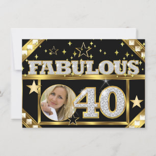 Convites Fabuloso 40 Retro Glamour Hollywood Ouro Foto 4