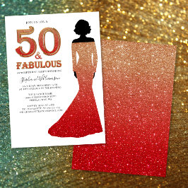 Convites Fabuloso 50º Aniversário Ombre Glitter Gown
