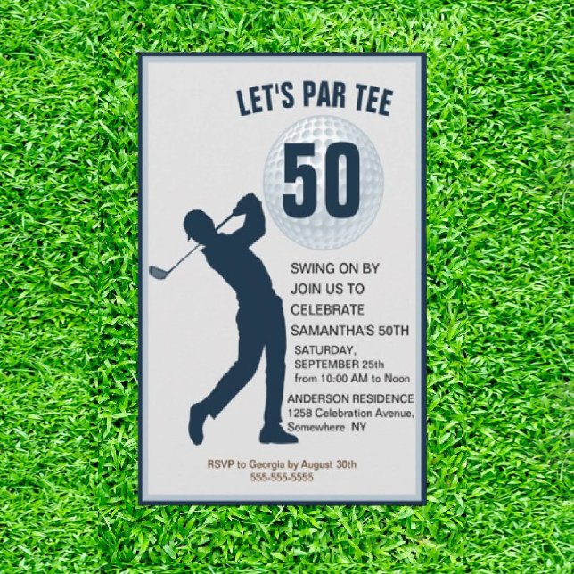 Convites Fabuloso 50º Marinho de Golfer Aniversário (Tee off the Perfect Par-tee for Dad!)