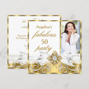 Convites Fabuloso 50 Aniversário Fotográfico Diamante Falso