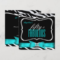 Fabuloso 50 Azul Turquesa Zebra Preto Aniversário