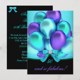 Convites Fabuloso 50 Balões de Festa Roxo Azul Turquesa Pre