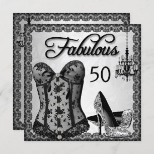 Convites Fabuloso 50 Black Silver Corset High Heels Party