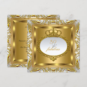 Convites Fabuloso 50 Elite Elegante Dourado Prata Aniversár
