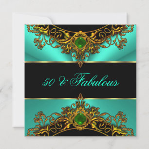 Convites Fabuloso 50 Elite Jade Preto Dourado Aniversário
