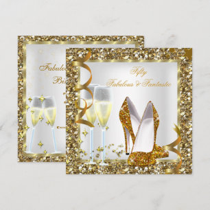 Convites Fabuloso 50 Fantástico Aniversário de Ouro Branco