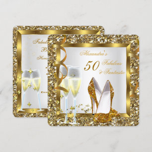 Convites Fabuloso 50 Fantásticos Saltos Dourados Festa de A