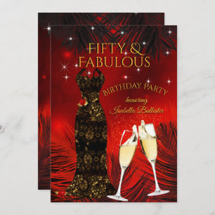 Convites Fabuloso 50 Festa de aniversário de champanhe Verm