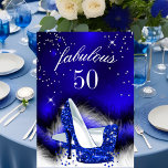 Convites Fabuloso 50 Festa de aniversário Real Azul de Alto<br><div class="desc">Fabuloso 50 Festa de aniversário Real Azul de Alto Céu Prata 50ª, Estrelas e Calçados de Alto Céu com Brilho, penas e estrelas. Festa de aniversário de convite. Eventos Elegantes Fabulosos para Mulheres, Meninas, Convidados Festas para todas as idades, basta personalizar a idade que você quer! O aniversário da Festa...</div>