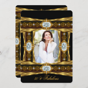 Convites Fabuloso 50 Gem Dourada de Diamante Elegante 8