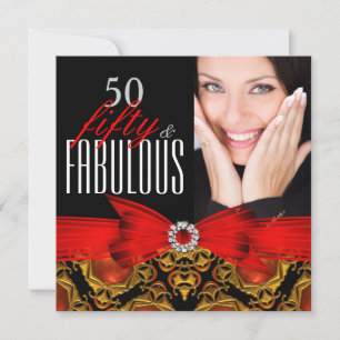 Convites Fabuloso 50 Joias Vermelhas e Pretas Festa de Aniv