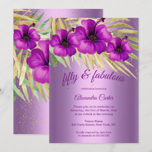Convites Fabuloso 50 Lilac roxo Hibiscus floral party