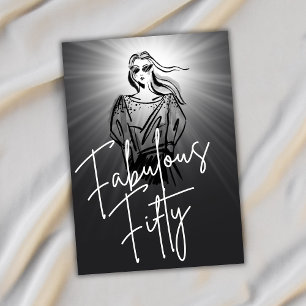 Convites Fabuloso 50 mulheres - Esboço Preto 50º Aniversári