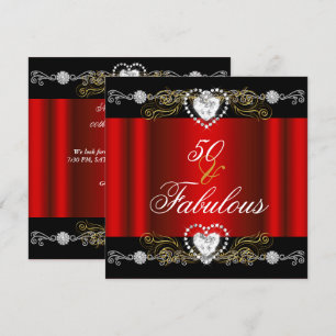 Convites Fabuloso 50 Preto Prata Dourado 50º Aniversário