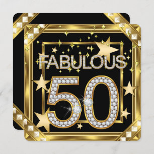 Convites Fabuloso 50 Retro Glamor Frame 2 Dourado Hollywood
