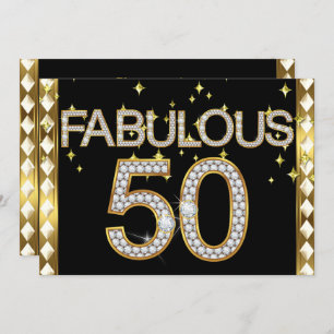 Convites Fabuloso 50 Retro Glamor Quadro Dourado Hollywood