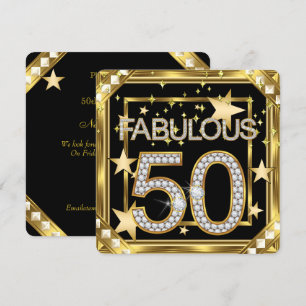 Convites Fabuloso 50 Retro Glamour Hollywood Quadro Dourado