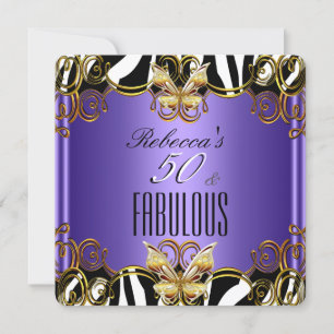 Convites Fabuloso 50 Roxo Dourado Preto Branco Zebra