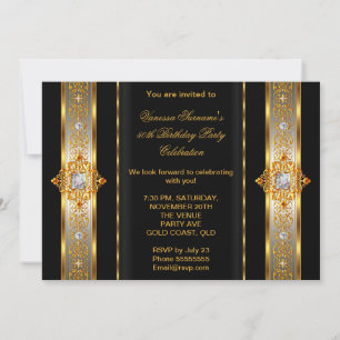 Convites Fabuloso 50 Super Elegante Aniversário Dourado Pre