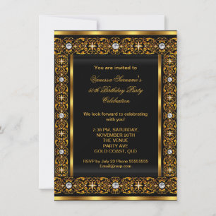 Convites Fabuloso 50 Super Elegante Diamante Ouro Preto 3