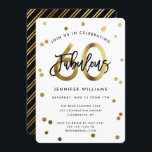 Convites Fabuloso 60º | Festa de aniversário Dourada Elegan<br><div class="desc">Celebre a sua fabulosa 60ª Festa de aniversário com estes convites de festas modernos e elegantes com letras de pincel e dourado falso / design preto. A cor de fundo pode ser alterada em "personalizar mais". Parte da coleção "Fabuloso 60º".</div>