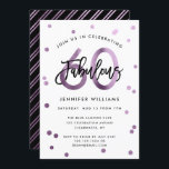 Convites Fabuloso 60º | Festa de aniversário Lilac Roxo Mod<br><div class="desc">Celebre a sua fabulosa 60ª Festa de aniversário com estes convites de festas modernos,  elegantes,  chic com letras de pincel e design preto/roxo lilás. A cor de fundo pode ser alterada em "personalizar mais". Parte da coleção "Fabuloso 60º".</div>