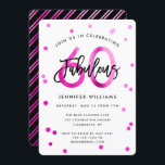 Convites Fabuloso 60º | Festa de aniversário rosa elegante<br><div class="desc">Celebre a sua fabulosa 60ª Festa de aniversário com estes convites de festas modernos,  elegantes,  com letras de pincel e design cor-de-rosa/preto. A cor de fundo pode ser alterada em "personalizar mais". Parte da coleção "Fabuloso 60º".</div>