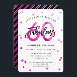 Convites Fabuloso 60º | Festa de aniversário rosa elegante<br><div class="desc">Celebre a sua fabulosa 60ª Festa de aniversário com estes convites de festas modernos,  elegantes,  com letras de pincel e design cor-de-rosa/preto. A cor de fundo pode ser alterada em "personalizar mais". Parte da coleção "Fabuloso 60º".</div>