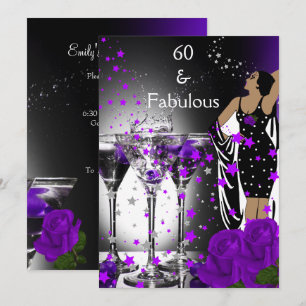 Convites Fabuloso 60 Aniversário de 60 anos Martini de Rosa