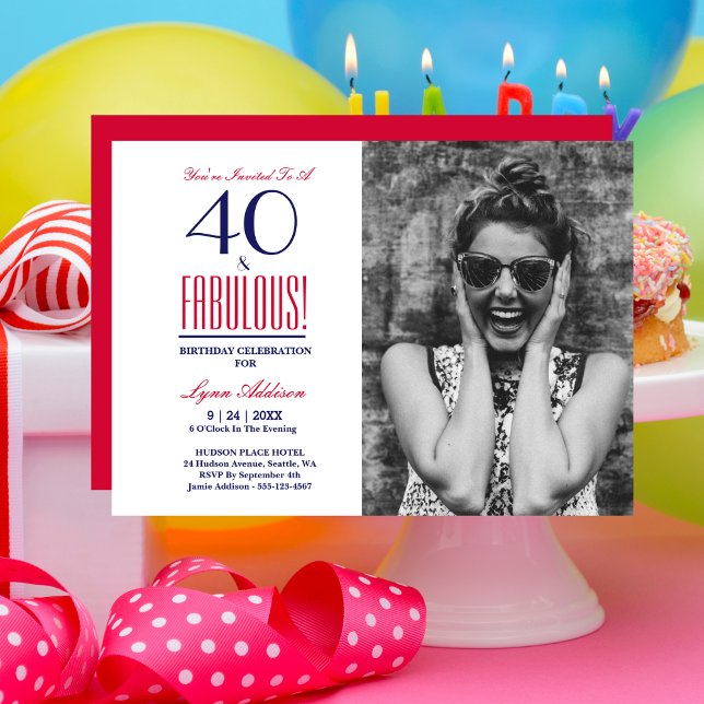 Convites Fabuloso aniversário de 40 anos de Foto 40 (Criador carregado)