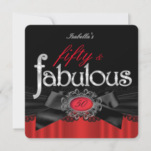 Convites Fabuloso Aniversário de 50 anos Festa com Renda Pr