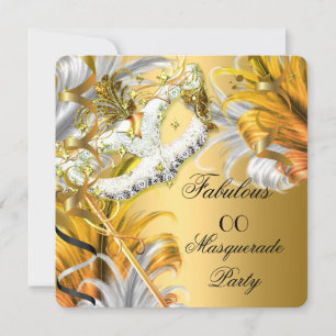 Convites Fabuloso aniversário do mascarada, Prata Dourada