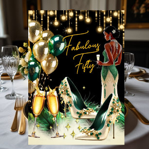 Convites Fabuloso Aniversário Étnico Esmeralda Verde Dourad