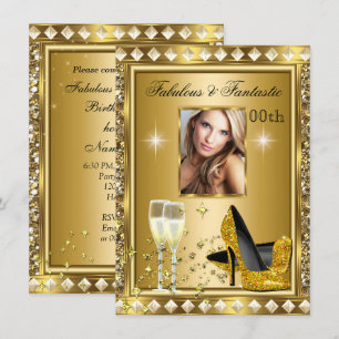 Convites Fabuloso Aniversário Hollywood Glitz Glamour Doura