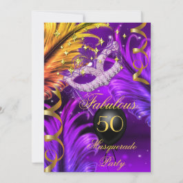 Convites Fabuloso Aniversário Máscara de Mascarada roxo