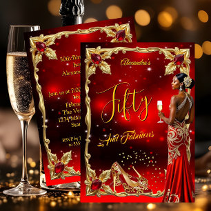 Convites Fabuloso Aniversário Vestido Vermelho Saltos Altos