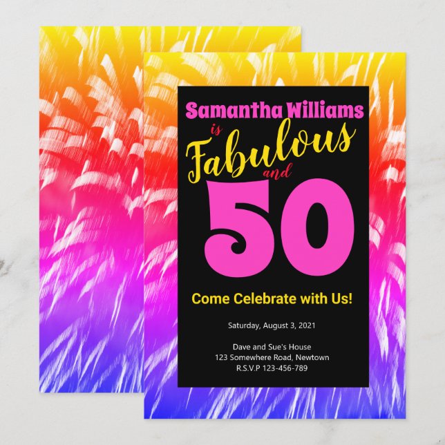 Convites Fabuloso Arco-Íris 50 e Fabuloso (Frente/Verso)