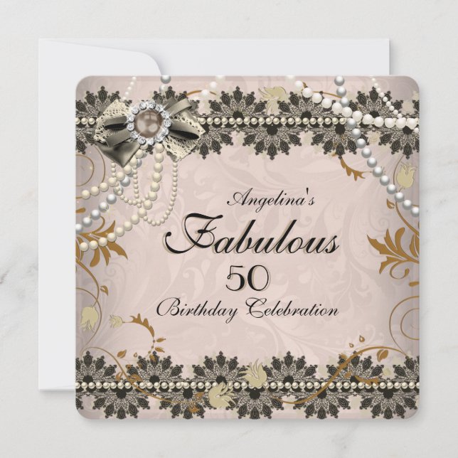 Convites Fabuloso café com café preto Sepia Lace Floral (Frente)