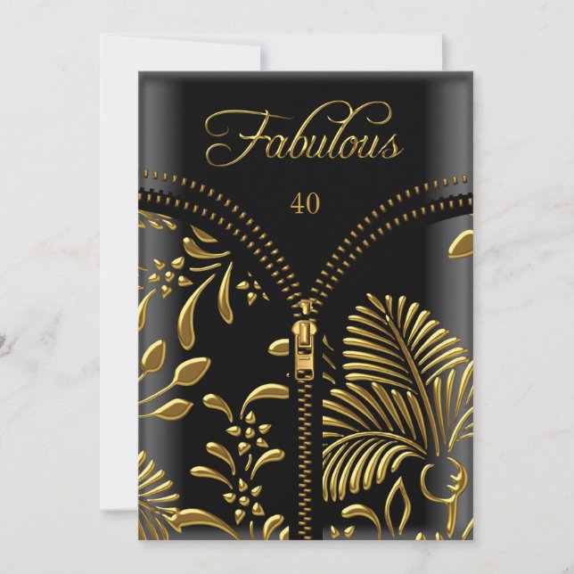 Convites Fabuloso Cinto Preto Dourado para Qualquer Idade F (Frente)