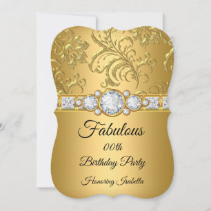 Convites Fabuloso Damasco Dourado Diamante festa de anivers