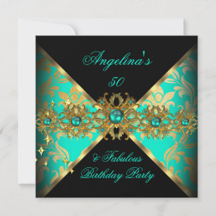 Convites Fabuloso DESIGN do ZIZZAGO, 50 Jade Dourado Damask