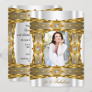 Convites Fabuloso Diamante Precioso Dourado Branco Elegante