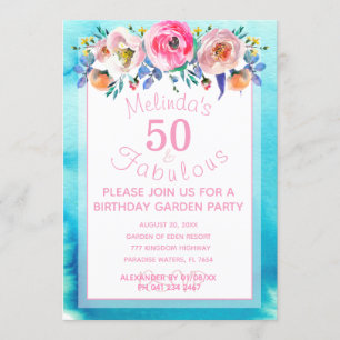 Convites Fabuloso e Bonito 50º aniversário do Jardim 50