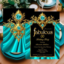 Fabuloso Elegante Aniversário Azul Teal Seda Doura