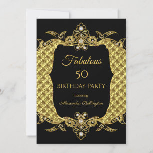 Convites Fabuloso Elite Formal Dourado Aniversário Preto