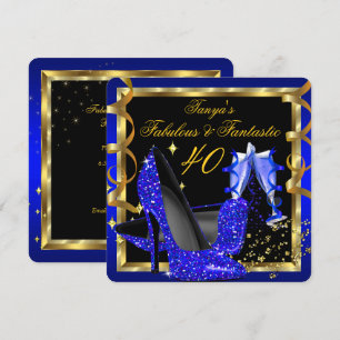 Convites Fabuloso Fantástico Moderno Azul Real Preto Dourad