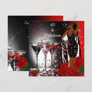 Convites Fabuloso Martini de Rosas Vermelhas de 60 Anos Étn