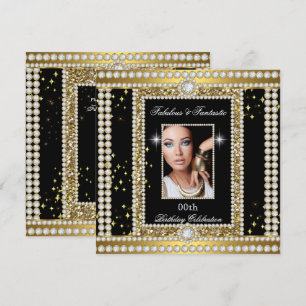 Convites Fabuloso Ouro Preto Glamour Foto Diamante Festa