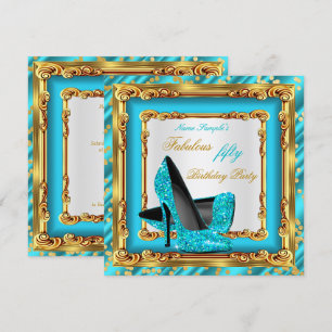 Convites Fabuloso Par de Sapatos de Salto Alto Teal Azul Do